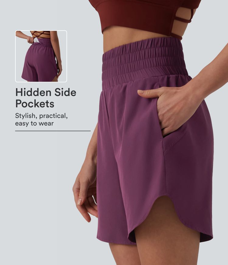 Breezeful™ High Waisted 2-in-1 Curved Hem Quick Dry Running Shorts 7" with Pockets Breezeful™ High Waisted 2-in-1 Curved Hem Quick Dry Running Shorts 7" with Pockets