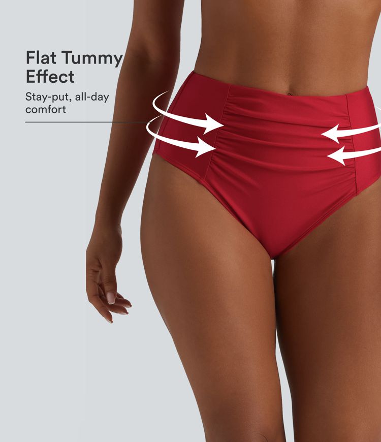 High Waisted Tummy Control Ruched Bikini Bottom Swimsuit High Waisted Tummy Control Ruched Bikini Bottom Swimsuit