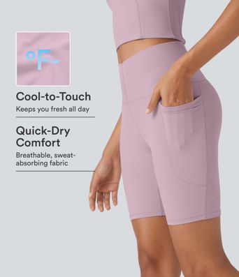 Halara UltraSculpt™ Cool Quick Dry High Waisted Tummy Control Training Biker Shorts 7'' with Pockets-UPF50+