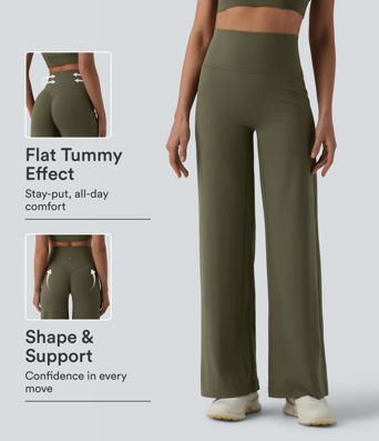 SoftlyZero™ High Waisted Tummy Control Straight Leg Ruched Yoga Pants-UPF50+