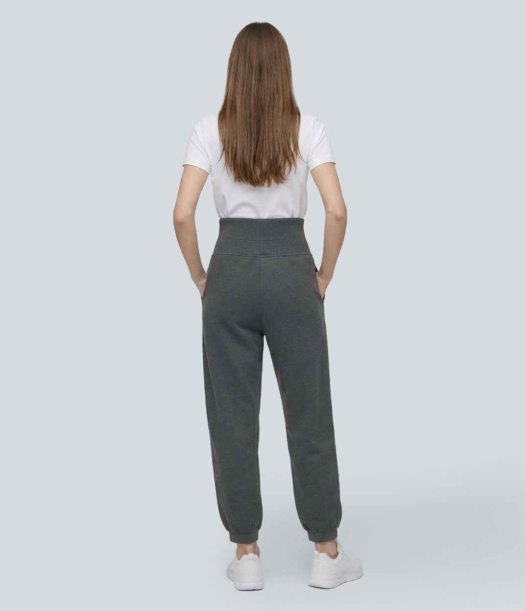 High Waisted Tapered Casual Sweatpants with Pockets
