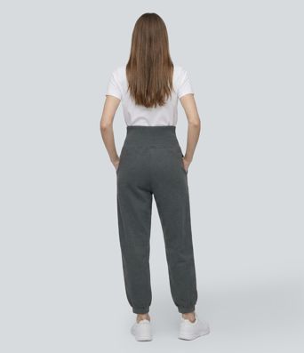 High Waisted Tapered Casual Sweatpants with Pockets