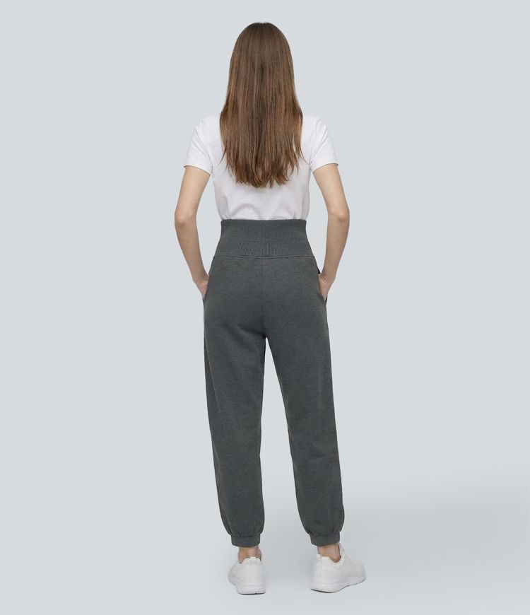 High Waisted Tapered Casual Sweatpants with Pockets