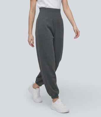 High Waisted Tapered Casual Sweatpants with Pockets