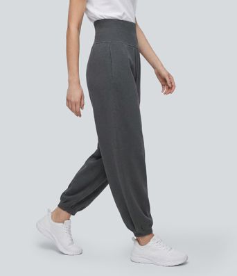 High Waisted Tapered Casual Sweatpants with Pockets