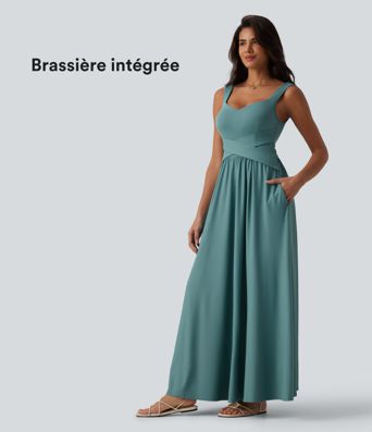 Robe longue fluide sans manches avec brassière intégrée (Bonnets E-G) et poches