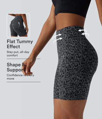Halara UltraSculpt™ Leopard Print High Waisted Scrunch Butt Lifting Tummy Control Training Biker Shorts 7'' with Pockets Halara UltraSculpt™ Leopard Print High Waisted Scrunch Butt Lifting Tummy Control Training Biker Shorts 7'' with Pockets