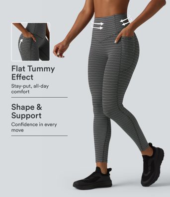 Halara UltraSculpt™ Jacquard Stripe High Waisted Tummy Control Running Leggings with Pockets Halara UltraSculpt™ Jacquard Stripe High Waisted Tummy Control Running Leggings with Pockets