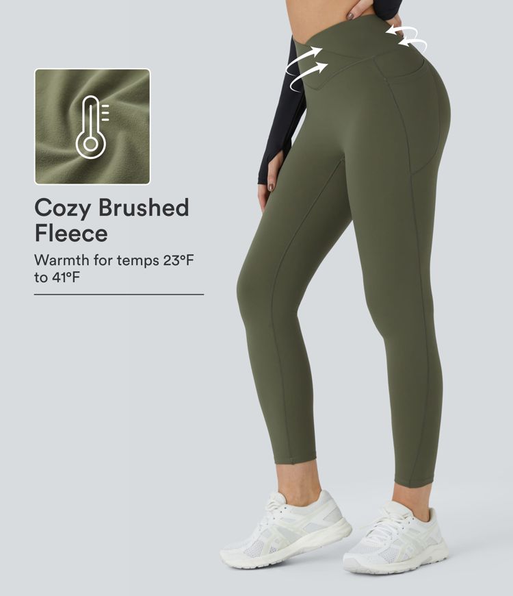 SoftlyZero™ Plush Thermal High Waisted Crossover Pocket Yoga Leggings SoftlyZero™ Plush Thermal High Waisted Crossover Pocket Yoga Leggings