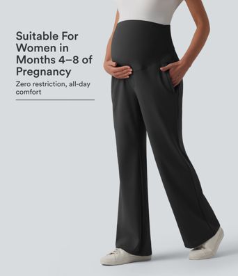 Halara Flex™ DayStretch Super High Waisted Work Maternity Flare Pants with Zipper Pockets