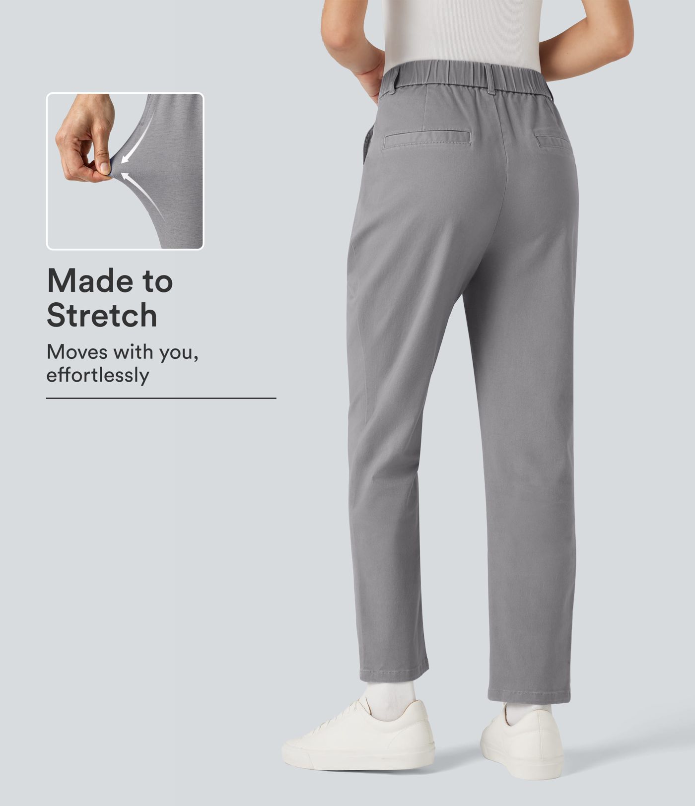 High Waisted Slim Casual Chino Cotton Pants with Pockets High Waisted Slim Casual Chino Cotton Pants with Pockets