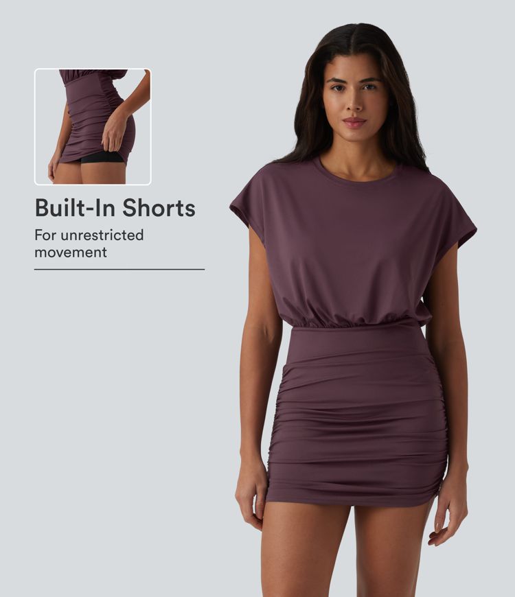 Round Neck Short Sleeve Bodycon 2-in-1 Mini Casual Dress Round Neck Short Sleeve Bodycon 2-in-1 Mini Casual Dress