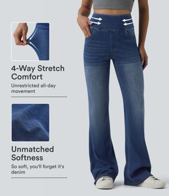 Halara Flex™ High Waisted Tummy Control Casual Flare Jeans with Pockets Halara Flex™ High Waisted Tummy Control Casual Flare Jeans with Pockets