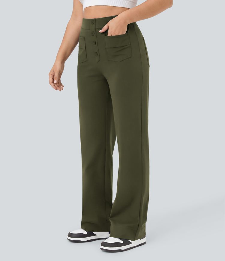 DayStretch - Hose mit hohem Bund, Seitentaschen und geradem Bein - Plus Size