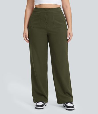 DayStretch - Hose mit hohem Bund, Seitentaschen und geradem Bein - Plus Size