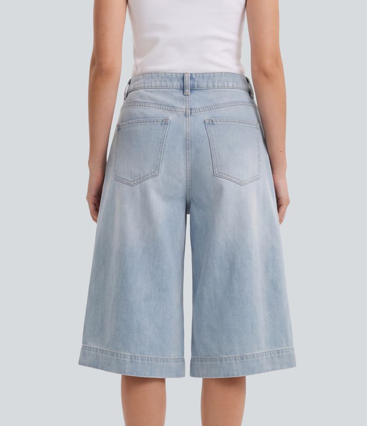 Halara Flex™ Mid Rise Casual Pedal Pusher Baggy Jeans with Pockets