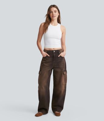 Halara Flex™ Mid Rise Casual Cargo Baggy Jeans with Pockets
