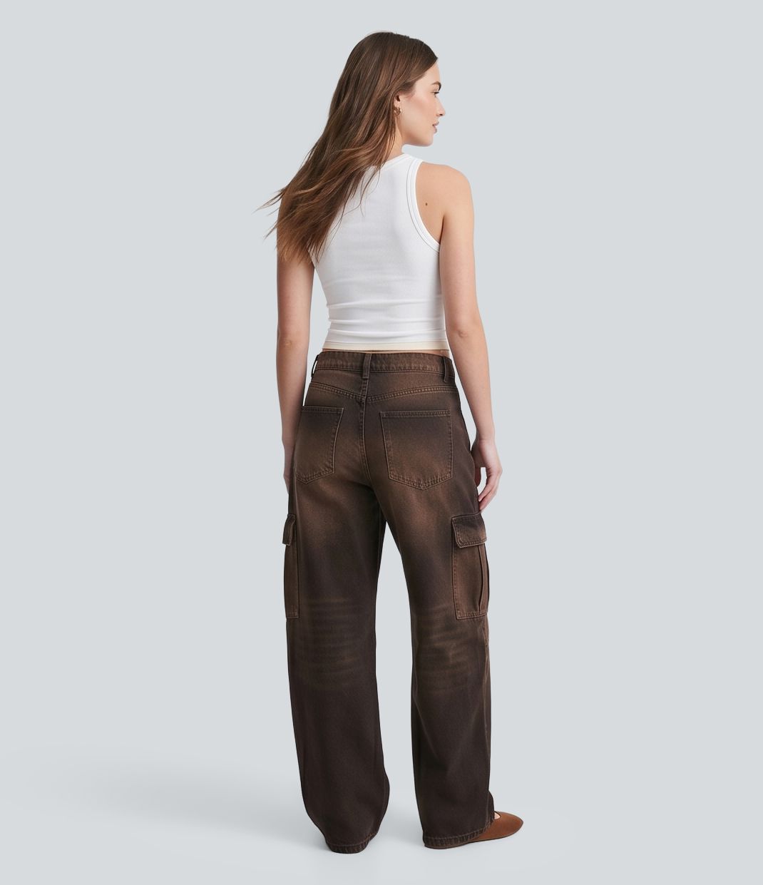 Halara Flex™ Mid Rise Casual Cargo Baggy Jeans with Pockets
