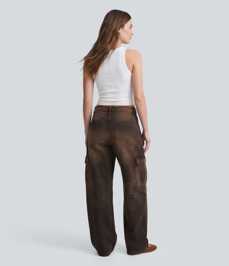 Halara Flex™ Mid Rise Casual Cargo Baggy Jeans with Pockets