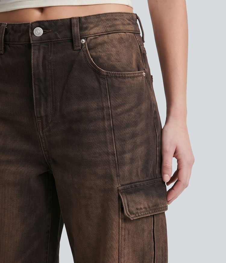 Halara Flex™ Mid Rise Casual Cargo Baggy Jeans with Pockets