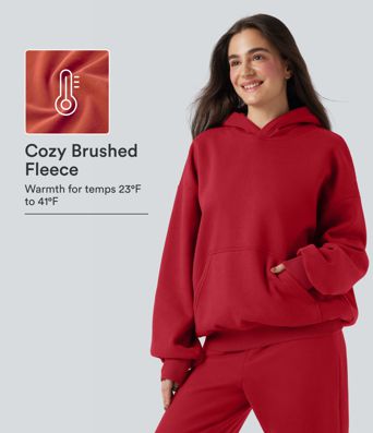 Hooded Long Sleeve Fleece Casual Cotton Sweatshirt with Pockets