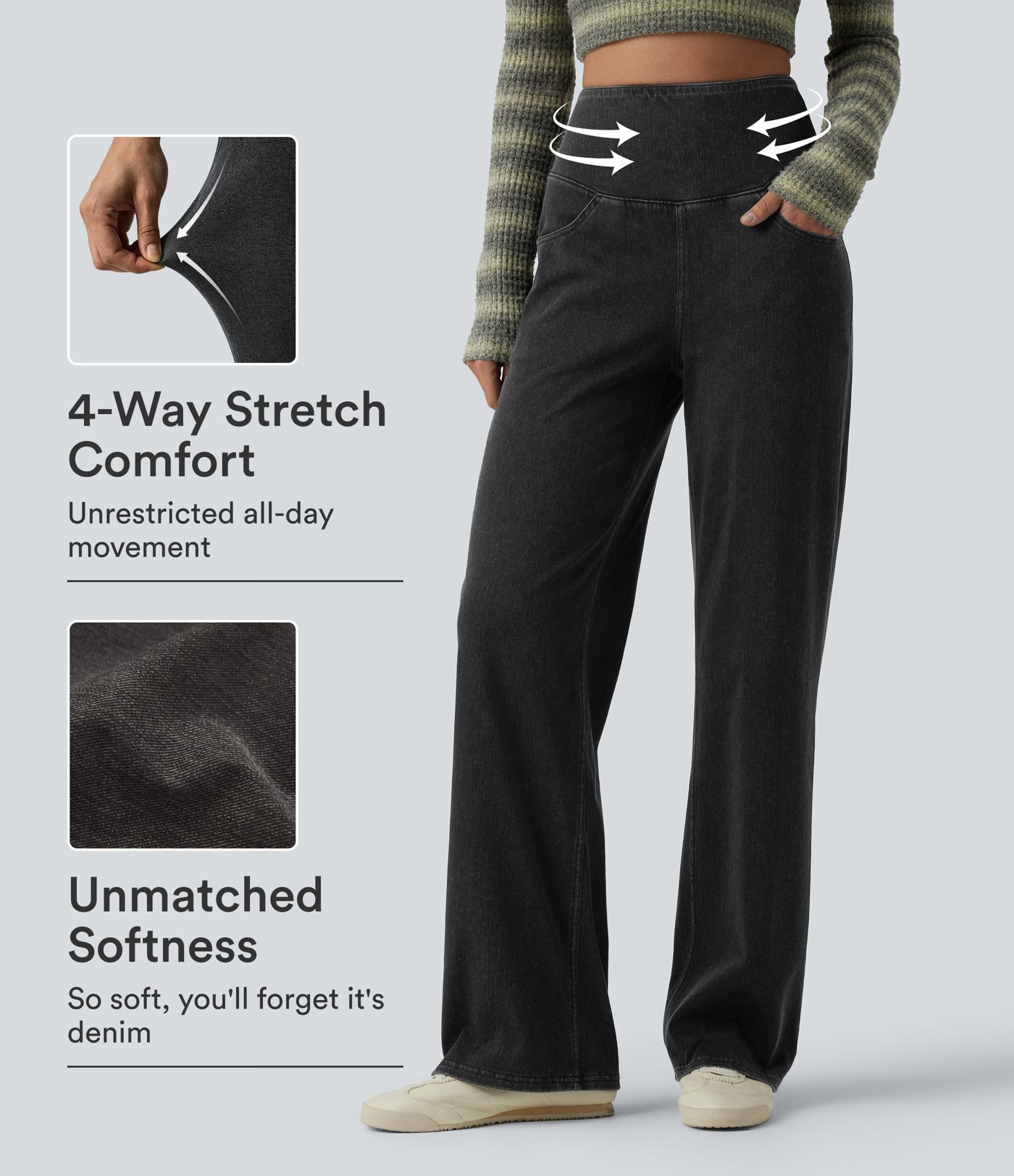 Halara Flex™ High Waisted Tummy Control Straight Leg Casual Jeans with Pockets Halara Flex™ High Waisted Tummy Control Straight Leg Casual Jeans with Pockets