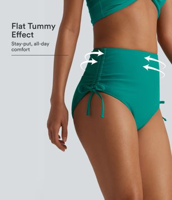 High Waisted Tummy Control Drawstring Ruched Bikini Bottom Swimsuit High Waisted Tummy Control Drawstring Ruched Bikini Bottom Swimsuit