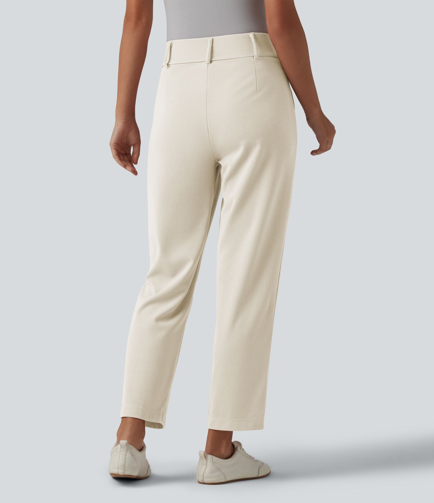 Halara Flex™ - Schmal zulaufende Bürohose mit hohem Bund, Seitentaschen und Waffelstoff