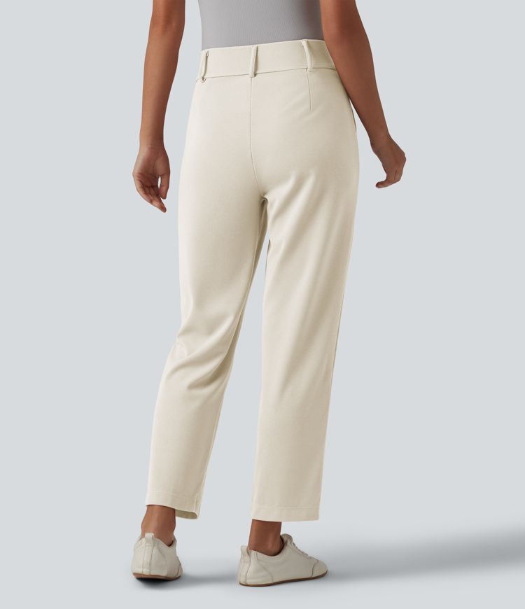 Halara Flex™ - Schmal zulaufende Bürohose mit hohem Bund, Seitentaschen und Waffelstoff