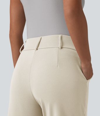 Halara Flex™ - Schmal zulaufende Bürohose mit hohem Bund, Seitentaschen und Waffelstoff