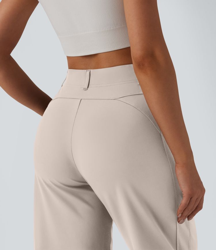 DayStretch High Waisted Barrel Leg Casual Pants with Pockets