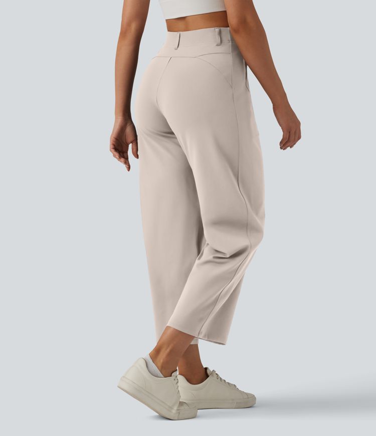 DayStretch High Waisted Barrel Leg Casual Pants with Pockets