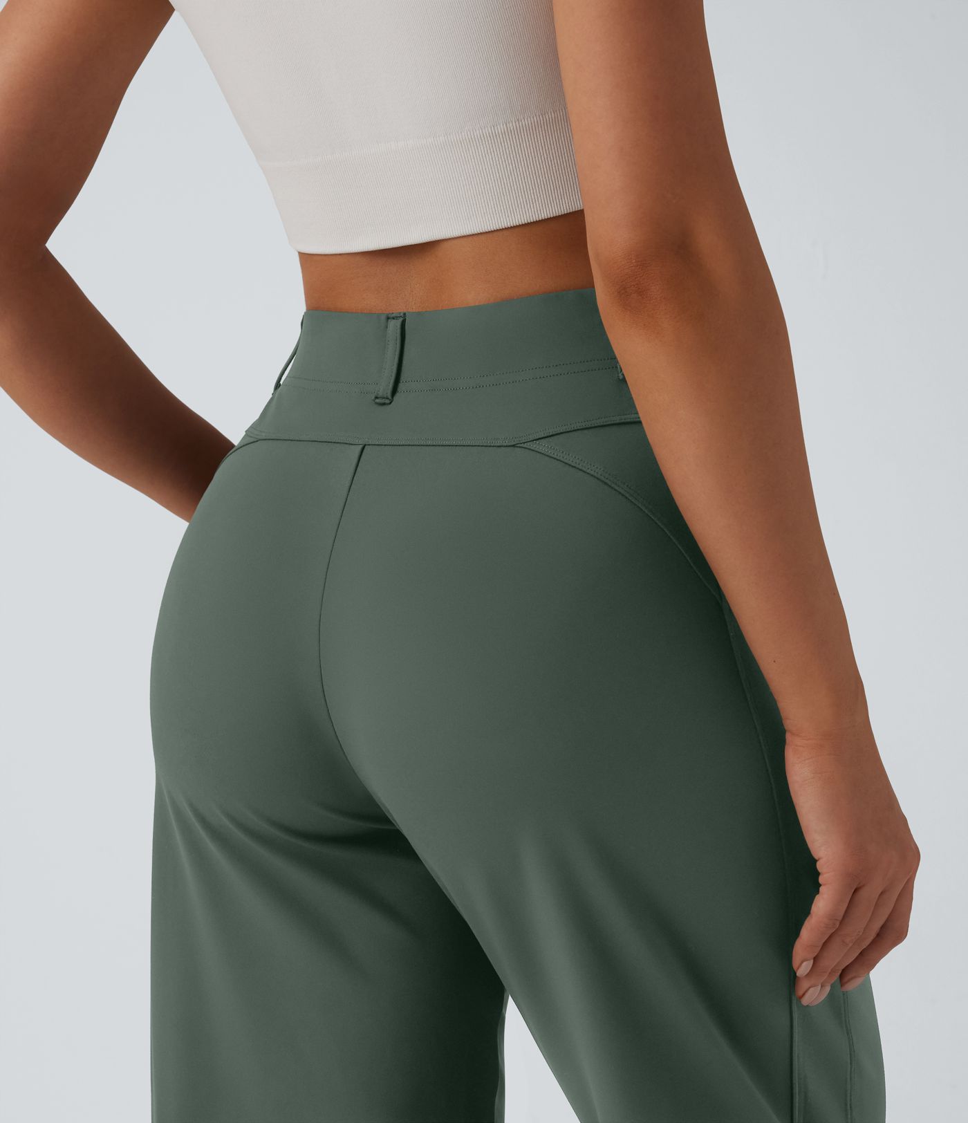 DayStretch High Waisted Barrel Leg Casual Trousers with Pockets