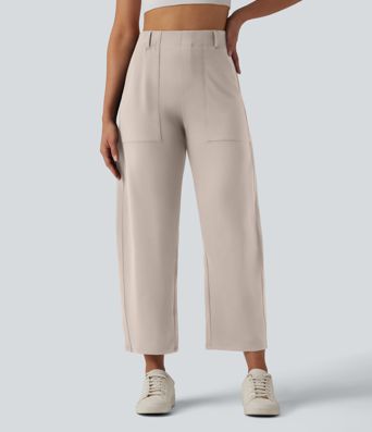 DayStretch High Waisted Barrel Leg Casual Pants with Pockets