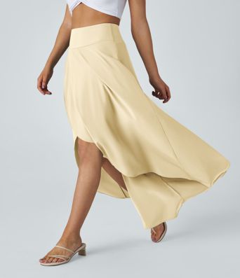 Breezeful™ High Waisted High Low Ruffle 2-in-1 Flowy Quick Dry Casual Regular Maxi Skirt