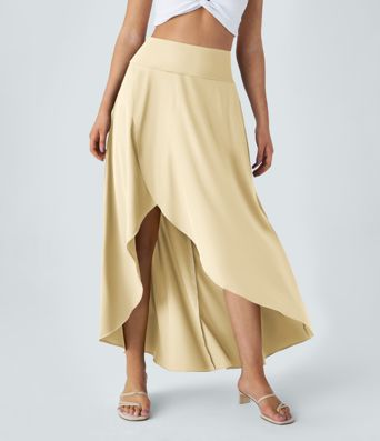 Breezeful™ High Waisted High Low Ruffle 2-in-1 Flowy Quick Dry Casual Regular Maxi Skirt