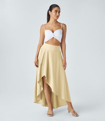 Breezeful™ High Waisted High Low Ruffle 2-in-1 Flowy Quick Dry Casual Regular Maxi Skirt