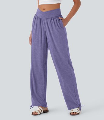 Joggers décontractés à taille haute avec poches et cordon de serrage Joggers décontractés à taille haute avec poches et cordon de serrage