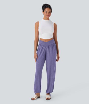 Joggers décontractés à taille haute avec poches et cordon de serrage Joggers décontractés à taille haute avec poches et cordon de serrage