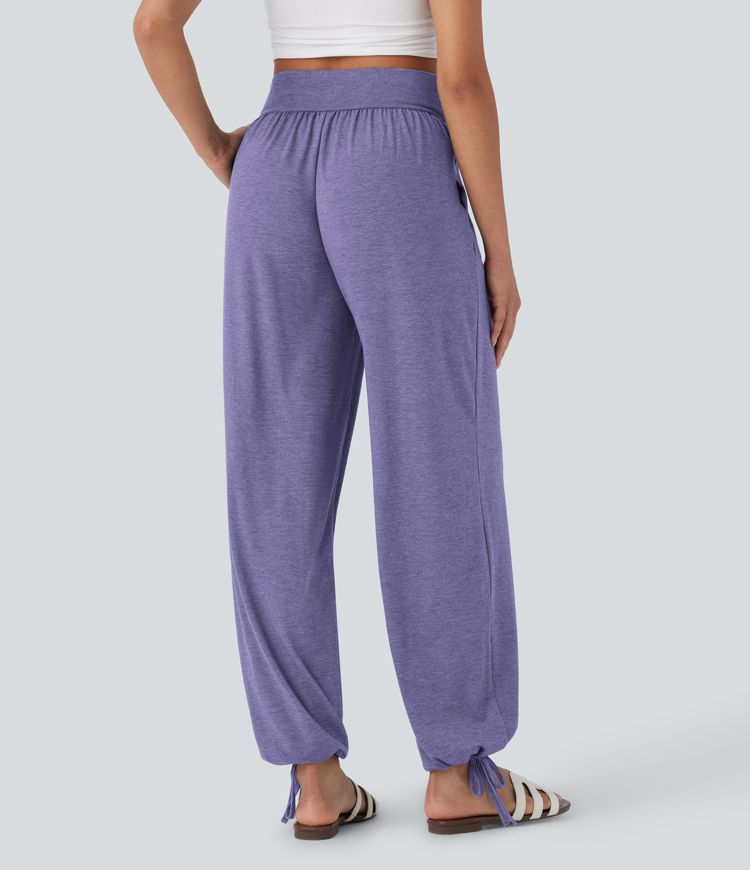 Joggers décontractés à taille haute avec poches et cordon de serrage Joggers décontractés à taille haute avec poches et cordon de serrage