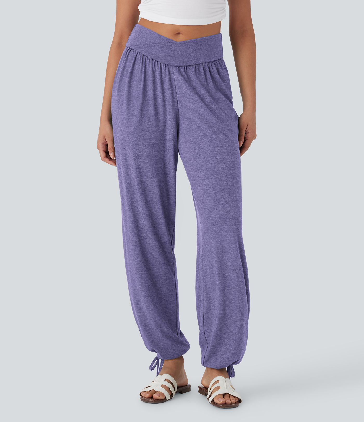 Joggers décontractés à taille haute avec poches et cordon de serrage Joggers décontractés à taille haute avec poches et cordon de serrage