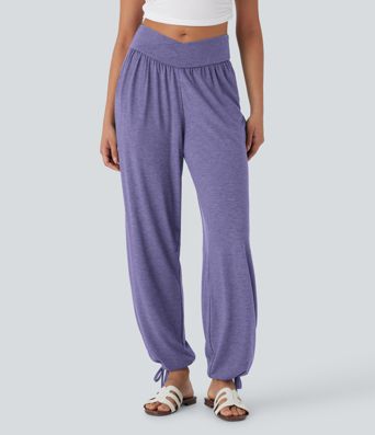 Joggers décontractés à taille haute avec poches et cordon de serrage Joggers décontractés à taille haute avec poches et cordon de serrage