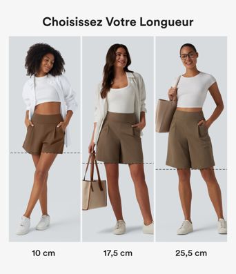 Short tailleur ample DayStretch taille haute 17,5 cm avec poches