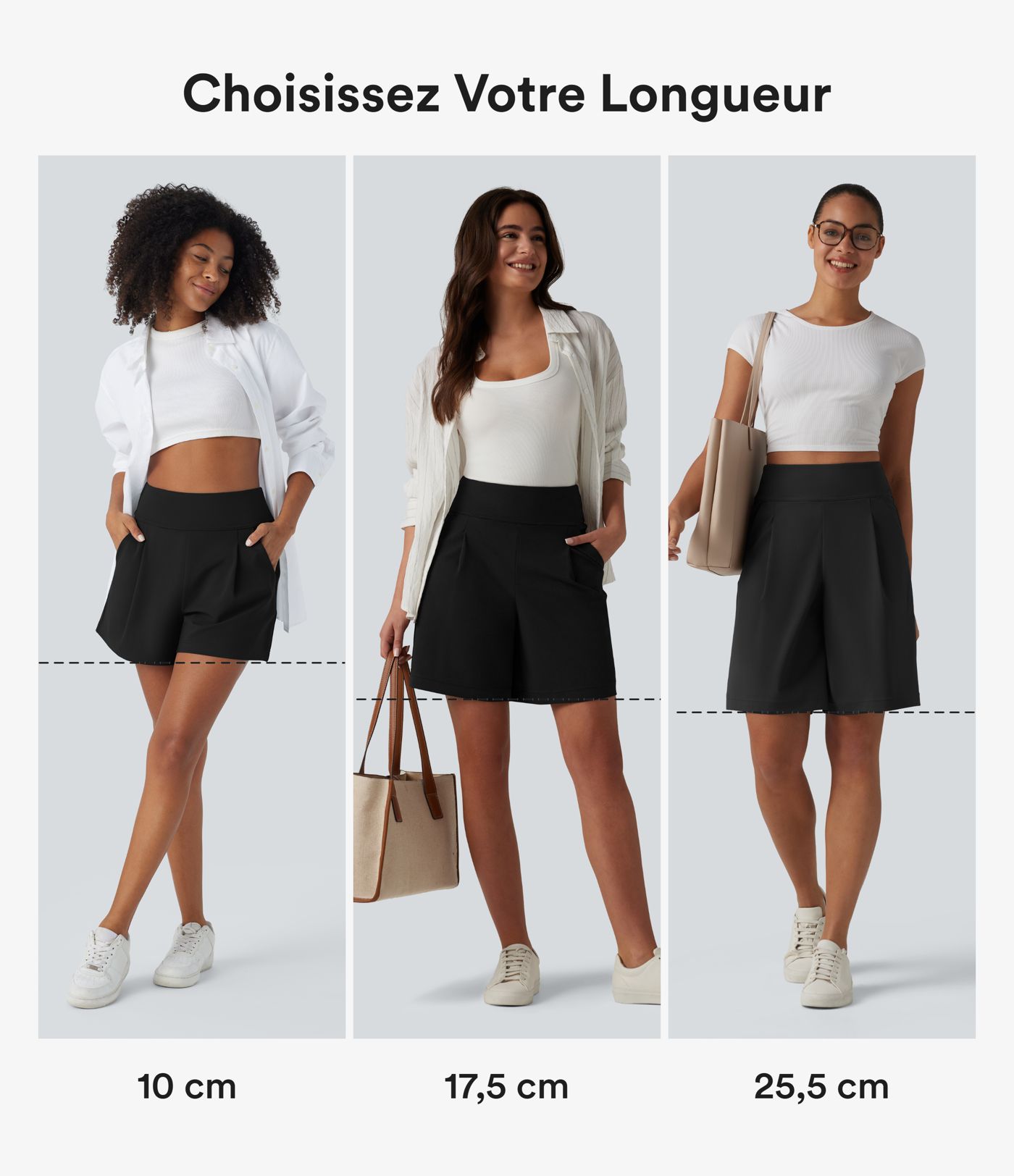 Short de travail large taille haute DayStretch avec poches