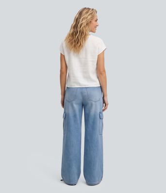 Mid Rise Baggy Casual Jeans with Pockets