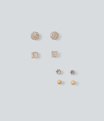 Diamond-Encrusted Alloy Earrings Set