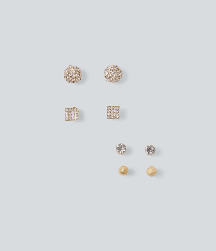 Diamond-Encrusted Alloy Earrings Set