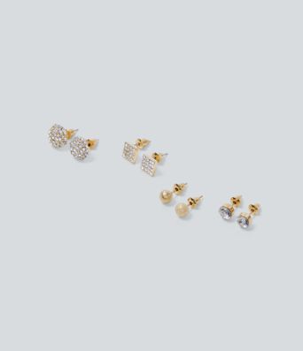 Diamond-Encrusted Alloy Earrings Set