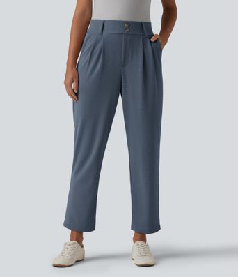 Halara Flex™ High Waisted Tapered Waffle Work Trousers with Pockets Halara Flex™ High Waisted Tapered Waffle Work Trousers with Pockets