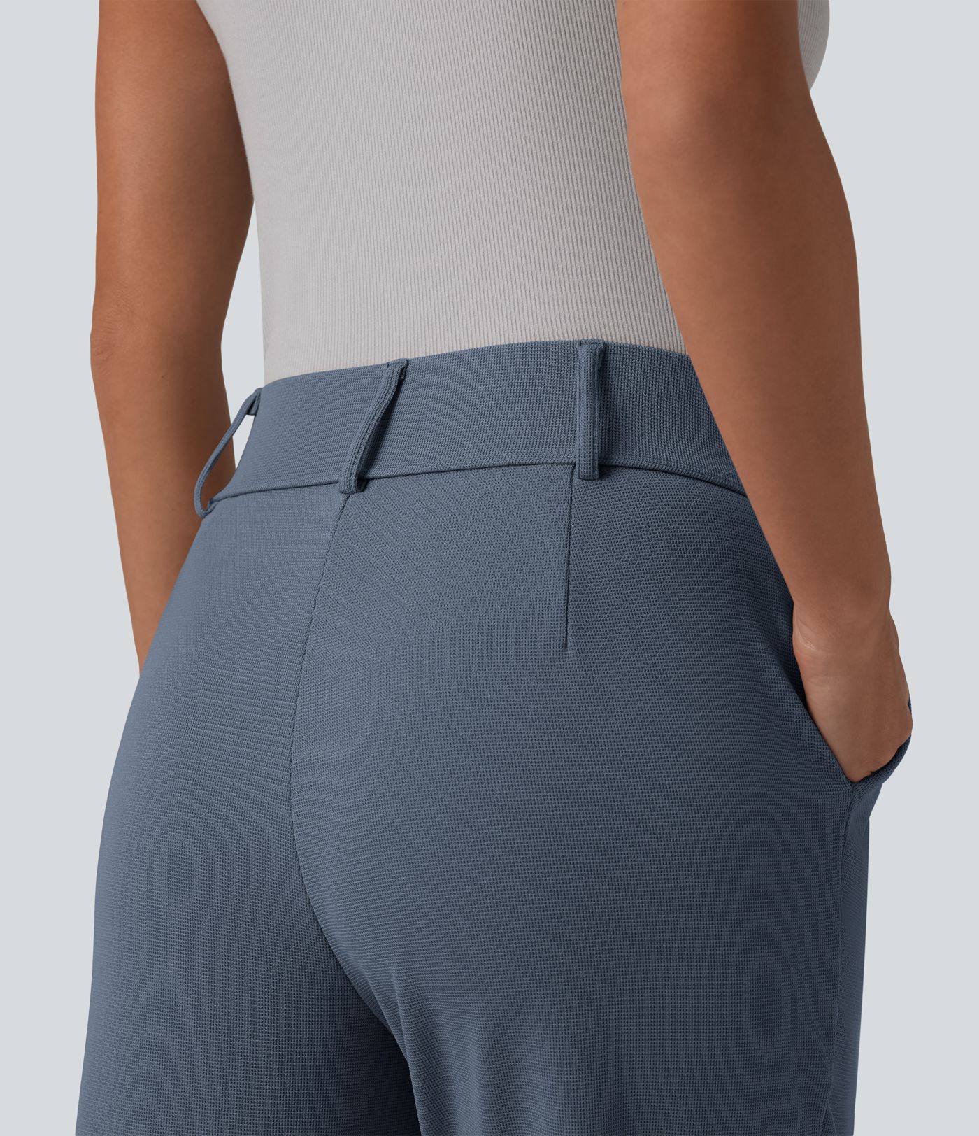 Halara Flex™ High Waisted Tapered Waffle Work Trousers with Pockets Halara Flex™ High Waisted Tapered Waffle Work Trousers with Pockets